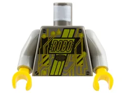 Torso Space RoboForce with Gold 'ROBO' and Circuitry, Neon Green Stripes, Black Panel and Screws Pattern / Light Gray Arms / Yellow Hands