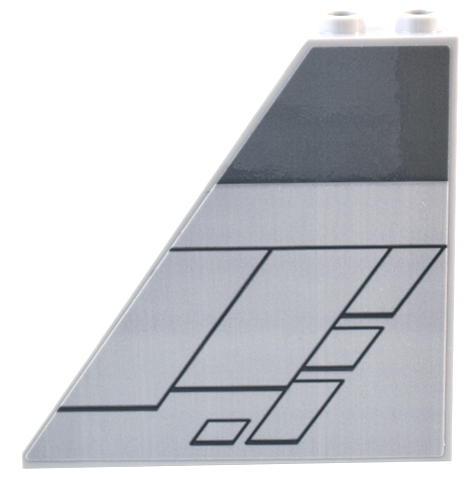 Lego Slope 55 6 x 1 x 5 with Bottom Stud Holders with Dark Bluish Gray Wide Stripe and Diagonal Panels Pattern Model Right Side (Sticker) - Set 75367
