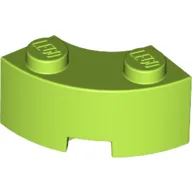 Brick Round Corner 2 x 2 Macaroni with Stud Notch and Reinforced Underside [New Style] / Lime