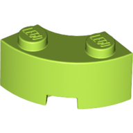 Lego Brick Round Corner 2 x 2 Macaroni with Stud Notch and Reinforced Underside [New Style] / Lime