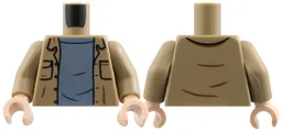 Torso Jacket with Pockets, Sand Blue Shirt with Dark Blue Wrinkles Pattern / Dark Tan Arms / Light Nougat Hands / Dark Tan