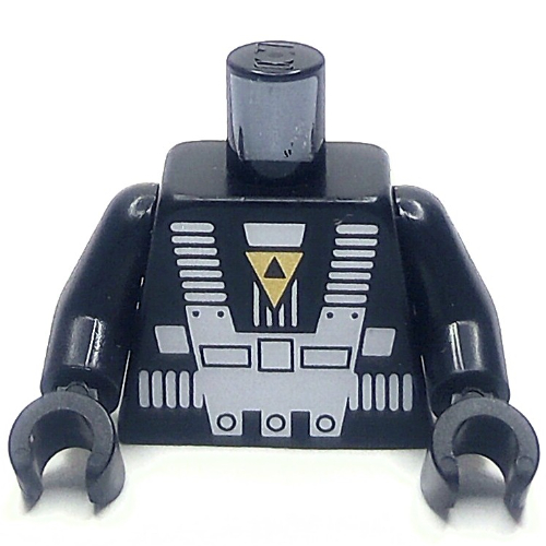 Lego Torso, Classic Blacktron Re-issue, White Space Suit, Gold Triangle, Black Arms and Hands / Black