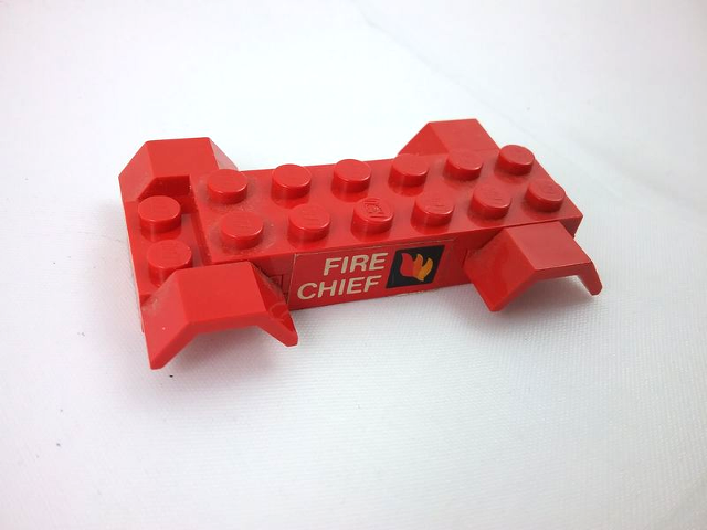 Lego Stickered Assembly 7 x 4 x 1 with 'FIRE CHIEF' and Classic Fire Logo Pattern on Both Sides (Stickers) - Sets  602-1 / 6602-1