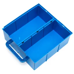 Storage Bin, with Handle and Slots for Six Compartments / Blue