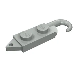 Hook, Plate 1 x 2 with Crane Hook Left / Light Gray