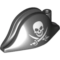 Hat Pirate Bicorne with Skull and Crossed Cutlasses Print / Black