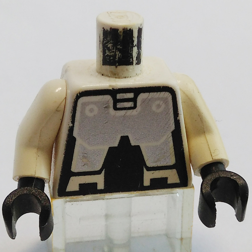 Lego Torso Robot, Metal Panels Print (Exploriens), White Arms, Black Hands / White