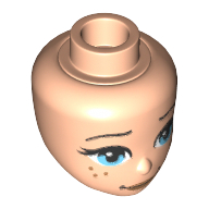 Lego Minidoll Head with Medium Azure Eyes, Freckles, and Slightly Crooked Smile Print / Light Nougat