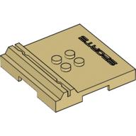 Lego Plate Special 6 x 6 x 2/3 with 4 Studs and Embossed 'SPORTS' / Tan