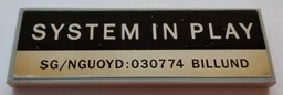 Tile 2 x 6 with 'SYSTEM IN PLAY' and 'SG/NGUOYD:030774 BILLUND' Pattern (Sticker) - Set 21327