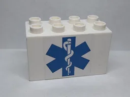 Duplo, Brick 2 x 4 x 2 with EMT Star of Life Pattern (Sticker) - Set 9226