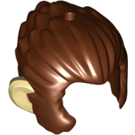 Lego Hair and Sideburns, with Tan Ears Print / Reddish Brown