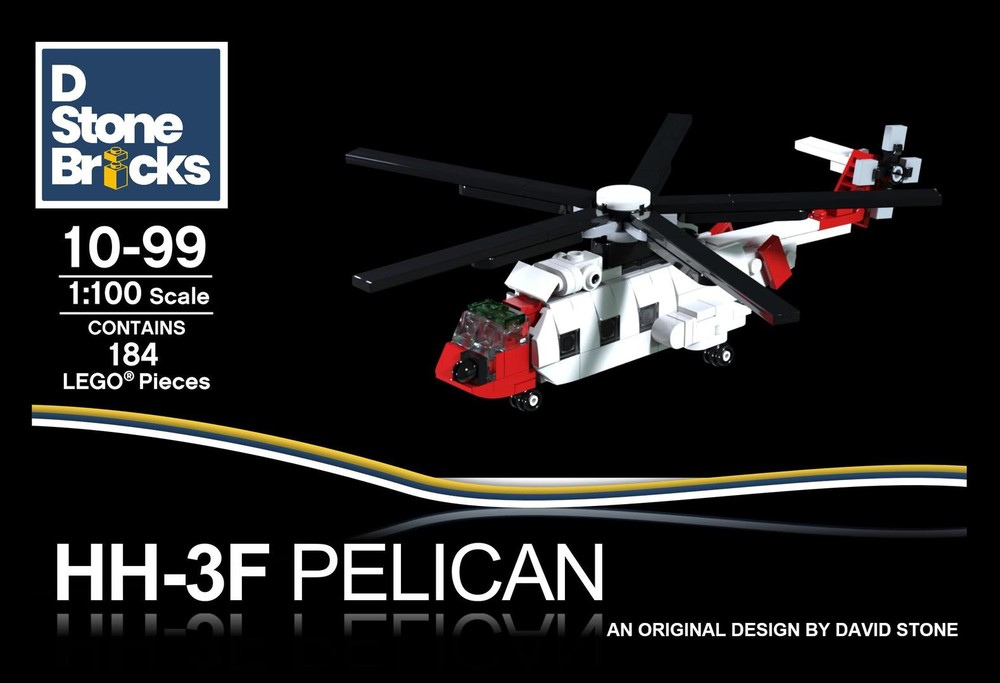 Lego Mini Sikorsky HH-3F, S-61R USCG Helicopter 1:100 Scale