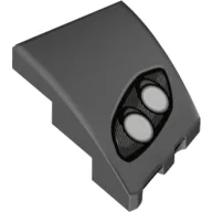 Brick Wedged, Curved 3 x 2 with Stud Notch Left with 2 White Headlights in Black Frame Print