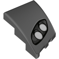 Lego Brick Wedged, Curved 3 x 2 with Stud Notch Left with 2 White Headlights in Black Frame print