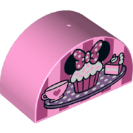 Lego Duplo Brick 2 x 4 x 2 Curved Top - Cupcake with Mouse Ears Print