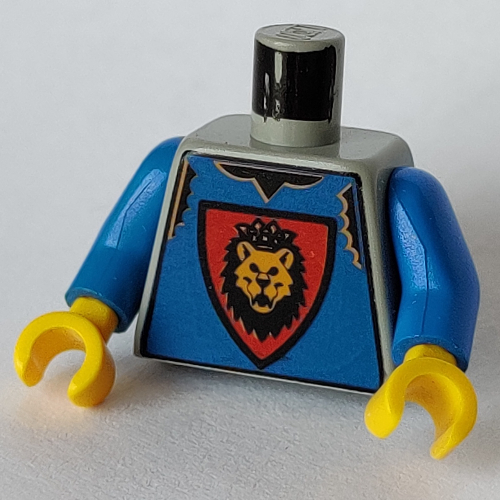 Lego Torso Vest, Shield and Lion Head Print, Blue Arms, Yellow Hands / Light Gray