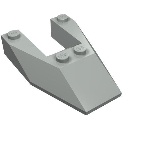 Lego Brick Wedged, Sloped 6 x 4 Cutout, No Stud Notches / Light Gray