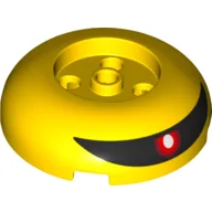 Brick Round 4 x 4 Dome Top with Round 2 x 2 Recessed, 4 Studs with Black Visor, Red Eyes Print