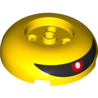 Lego Brick Round 4 x 4 Dome Top with Round 2 x 2 Recessed, 4 Studs with Black Visor, Red Eyes print