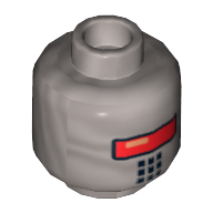 Lego Minifig Head Robot SWAT, Red Visor and 9 Mouth Squares Print [Hollow Stud] / Flat Silver