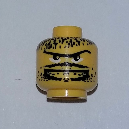 Lego Minifig Head Basketball Player / Skateboarder, Moustache Thin, Goatee, Long Eyebrow, Stubble Print / Yellow