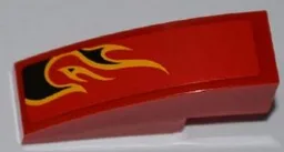 Slope, Curved 3 x 1 with Black Flames with Orange Outline Pattern Model Right Side (Sticker) - Set 8227