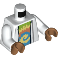 Lego Torso Robe with Tie Dyed Shirt Print, White Arms, Medium Nougat Hands / White