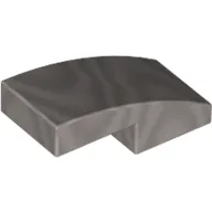 Brick Curved 2 x 1 No Studs [1/2 Bow] / Metallic Silver