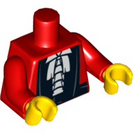 Lego Torso Robe with White Ruffled Shirt Print, Red Arms, Yellow Hands / Red