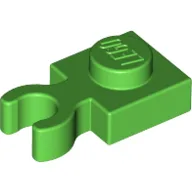 Plate Special 1 x 1 with Clip Vertical [Thick Open O Clip] / Bright Green