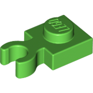 Lego Plate Special 1 x 1 with Clip Vertical [Thick Open O Clip] / Bright Green