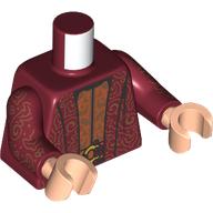 Lego Torso, Robe, Gold Decorations, Dark Orange Shirt, Gold Belt Buckle print, Dark Red Arms, Light Nougat Hands / Dark Red