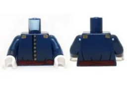 Torso Cavalry Uniform, 7 Buttons, Dark Red Sash and Gold Epaulettes Pattern / Dark Blue Arms / White Hands