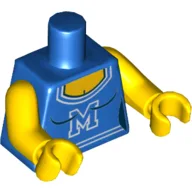 Torso, Tank Top with Scoop Neck and White 'M' Print, Yellow Arms and Hands / Blue