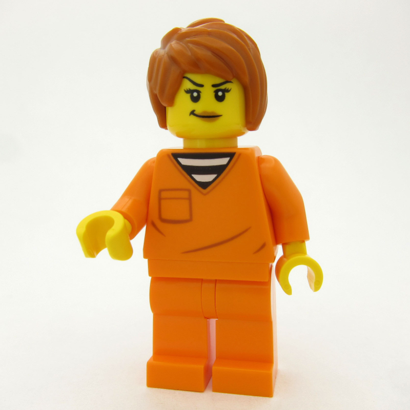 Lego Criminal, Orange Jumpsuit, Dark Orange Hair