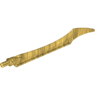 Lego Large Figure Weapon Blade, Curved Tip with Axle / Pearl Gold