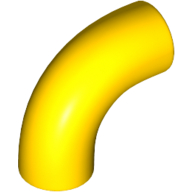 Lego Brick Round 1 x 1 diameter Tube with 90 Degree Elbow (2 x 2 x 1) and Axle Holes (Crossholes) at each end / Yellow