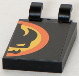 Lego Tile, Modified 2 x 3 with 2 U Clips with Agents Dr. Inferno Logo Pattern Left Half (Sticker) - Set 8630