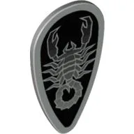 Shield Ovoid with Silver and Black Scorpion Print