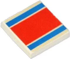 Tile 2 x 2 with Red and Blue Stripe Pattern (Sticker) - Set 6679-2