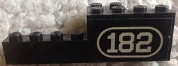 Stickered Assembly 8 x 2 x 2 with White Number 182 with Border on Black Background Pattern Model Right Side (Sticker) - Set 182