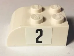 Slope, Curved 3 x 2 with 4 Studs with Black Number 2 on Left Pattern (Sticker) - Set 40194