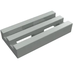 Tile Special 1 x 2 Grille with Bottom Groove / Light Gray