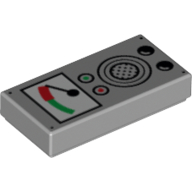 Lego Tile 1 x 2 with Buttons, Meter Needle print / Light Bluish Gray