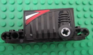 Lego Pullback Motor 9 x 4 x 2 2/3 with Red, White and Black Pattern on Both Sides (Stickers) - Set 8381