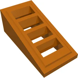 Brick Sloped 18° 2 x 1 x 2/3 with 4 Slots / Grate / Dark Orange