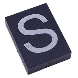 Modulex Tile 3 x 4 with White 'S' Print, without Internal Supports / Modulex Tile Blue