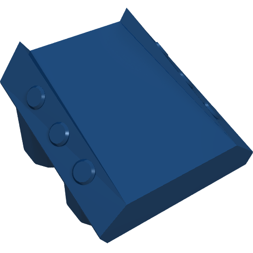 Lego Brick Sloped 2 x 2 No Studs, with 3 Side Pistons Raised Edges / Dark Blue