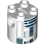 Brick Round 2 x 2 x 2 Robot Body with Dark Blue and Gray Astromech Droid Print (R2-D2)